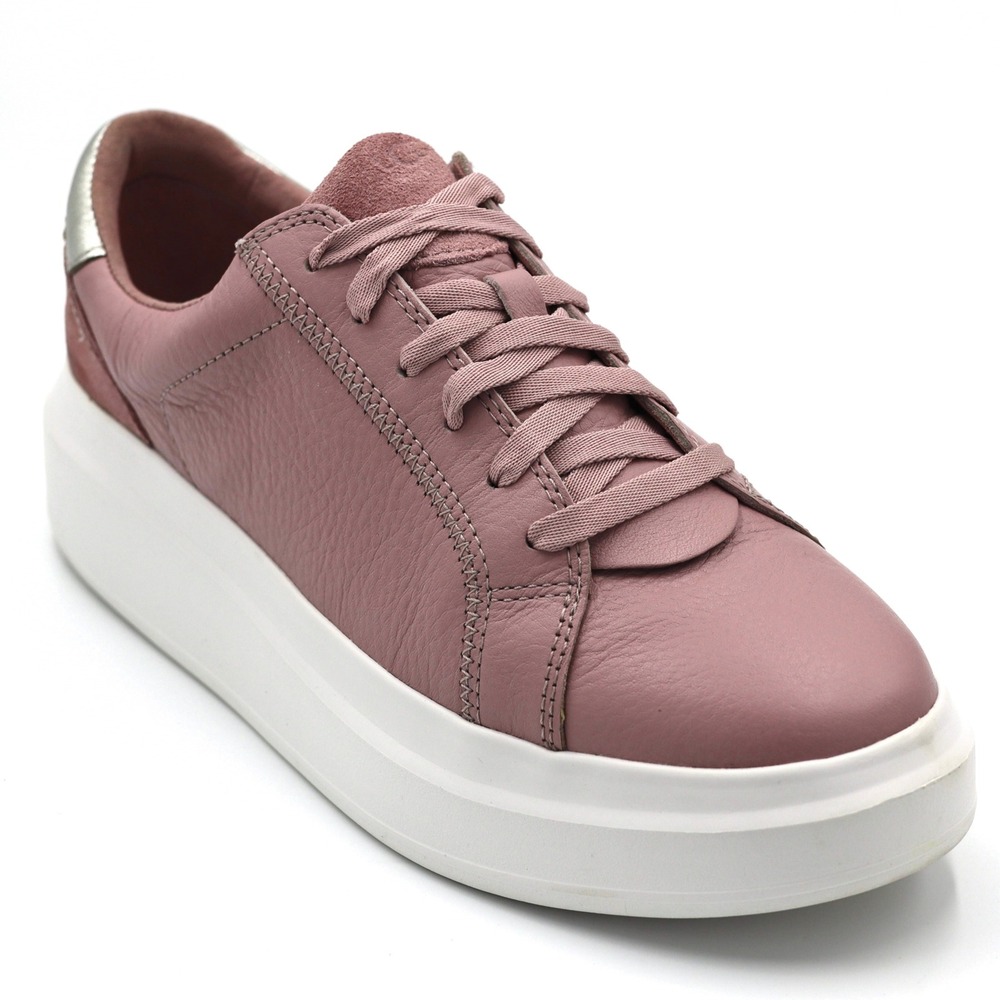UGG Marin Lace Pink Leather Platform Chunky Sneakers 1138810 Womens 7.5 Rose